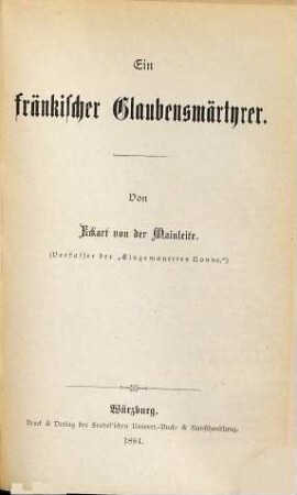 Aus Würzburgs alten Tagen : (Auf dem Umschlag: Aus Frankens alten Tagen.), 7