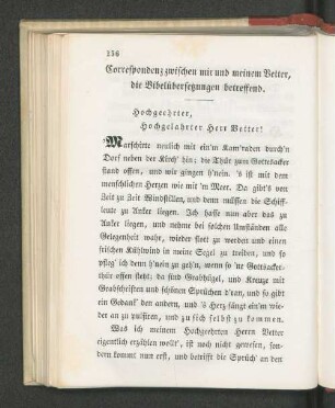 Correspondenz zwischen mir und meinem Vetter, die Bibleübersetzungen betreffend.