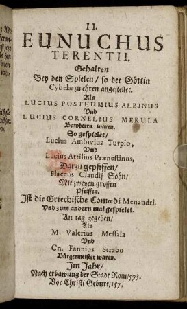 II. Eunuchus Terentii.