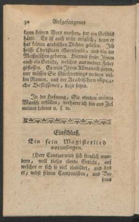 Einschluß. Ein fein Magisterlied vorzusingen