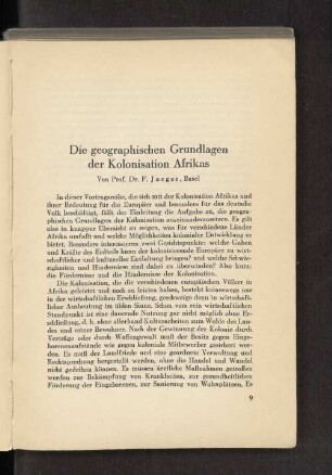Die geographischen Grundlagen des Kolonisation Afrikas