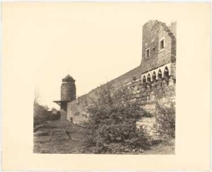 Stadtmauer mit Mühlenturm, Zons: Perspektivische Ansicht