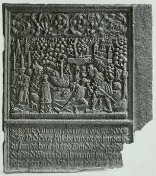 Eisenkunstguss-Ofenplatte: Barmherziger Samariter