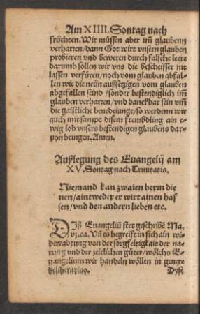 Außlegung des Evangelii am XV. Sontag nach Trinitatis.