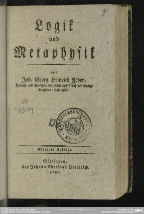 Logik und Metaphysik