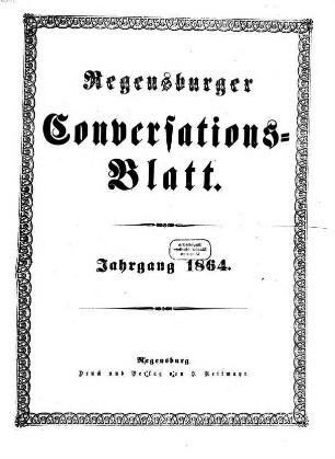 Regensburger Conversations-Blatt. 1864