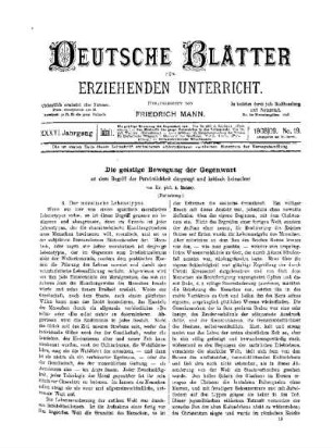 Die geistige Bewegung der Gegenwart : an dem Begriff der Persönlichkeit dargestellt und kritisch beleuchtet ; (Fortsetzung)