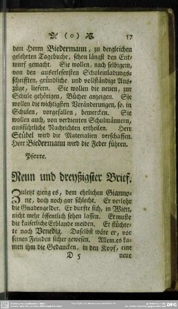 Neun und dreyßigster Brief