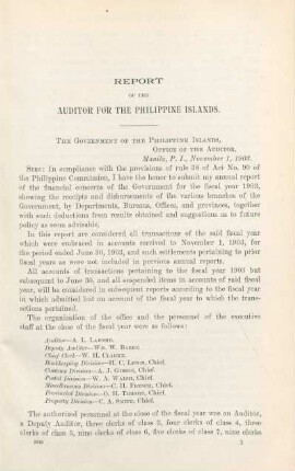 Report of the Auditor for the Philippine Islands
