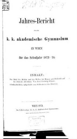 Jahresbericht, 1873/74