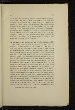 Die Einsetzung der Deputation zur Mäklerordnung (1678).
