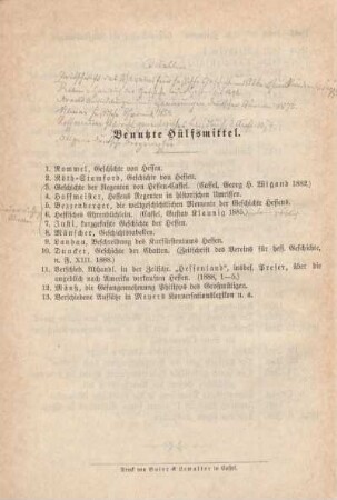 Benutzte Hülfsmittel