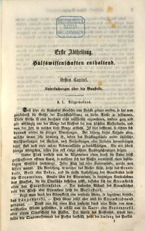 Die Brückenbaukunde in ihrem ganzen Umfange : ein Handbuch für Ingenieure und Baumeister, 1. Die Hülfswissenschaften enthaltend