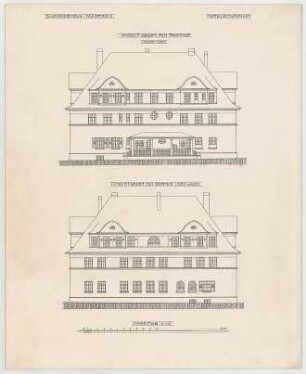 Dolmetsch, Theodor; Stuttgart - Münster; Ev. Gemeindehaus - Nordost, - u. Südwestseite (Ansichten)
