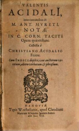 Notae in C. Corn. Taciti opera