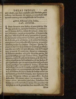 Dela libertad de los Indios. Cap. CCXVIII