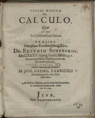 Theses Medicae De Calculo