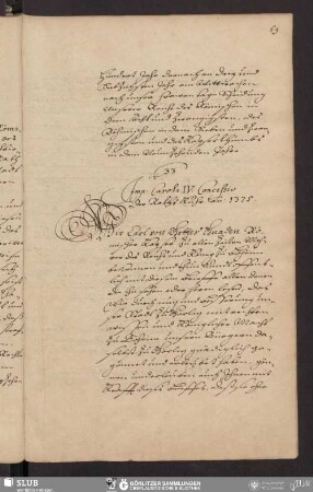 33. Jmp. Caroli IV. Concessio Der Rahts Kuhr ao. 1375.