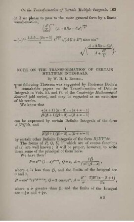 Note on the transformation of certain multiple integrals.
