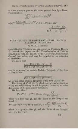 Note on the transformation of certain multiple integrals.