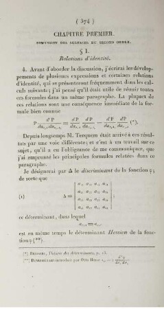 Chapitre premier. Discussion des surfaces du second ordre.