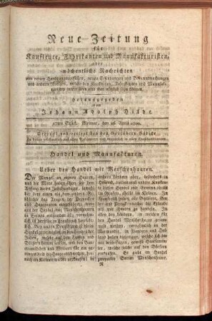 17tes Stück. Weimar, den 26. April 1800.