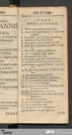 Index Meditationum.