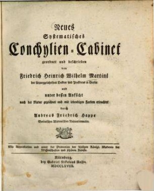 Neues systematisches Conchylien-Cabinet, 1.