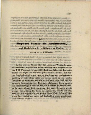 Ueber Raphael Sanzio als Architecten : nach Handschriften der k. Bibliothek zu München