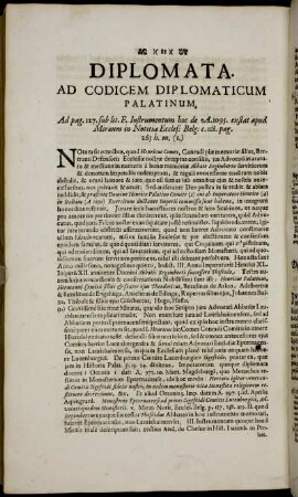 Diplomata. Ad Codicem Diplomaticum Palatinum.