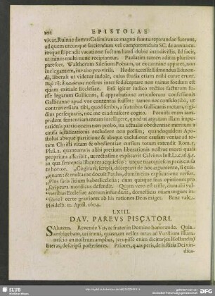 LXIII. Dav. Pareus. Piscatori