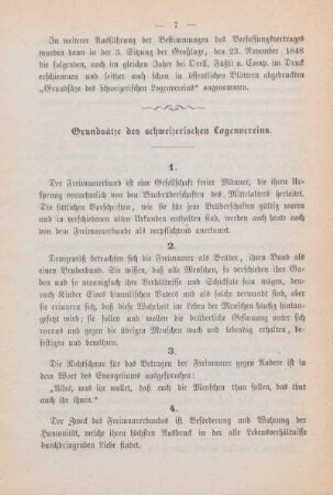 Grundzüge des schweizerischen Logenvereins.