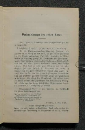 Verhandlungen des ersten Tages.