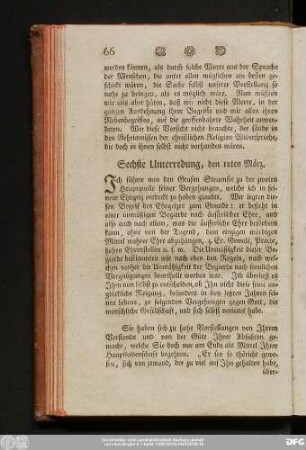 Sechste Unterredung, den 12ten März.
