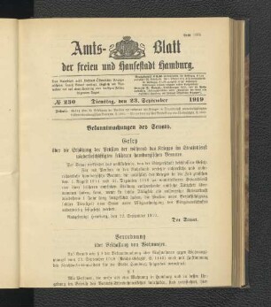 No.230, Dienstag, den 23. September 1919