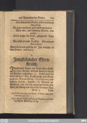 L. Jungfräulicher Ehren-Krantz.