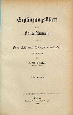 Neue Fest- und Gelegenheitsreden. 3. 1881