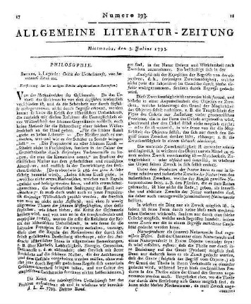 Kant, I.: Critik der Urtheilskraft etc. (Fortsetzung der im vorigen Stück abgebrochenen Recension.)