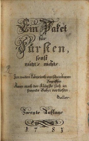 Ein Paket für Fürsten, sonst nützt's nichts