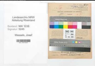 Entnazifizierung Josef Wessels , geb. 13.12.1905 (Feuerwehrmann)