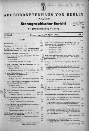 Nr. 7 (67), 9. April 1953