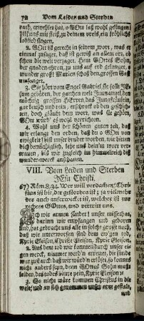 VIII. Vom Leiden und Sterben Jesu Christi. - IX. Vom Begräbniß Jesu Christi.