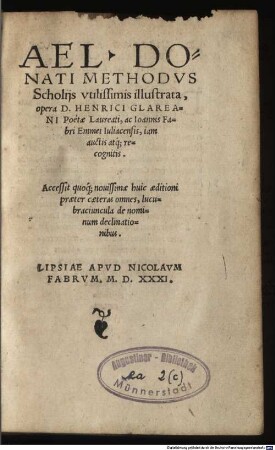 Ael. Donati Methodvs Scholijs vtilissimis illustrata