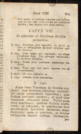 219-226, Caput VIII. De quibusdam ad Disciplinam Ecclesiae pertinentibus.
