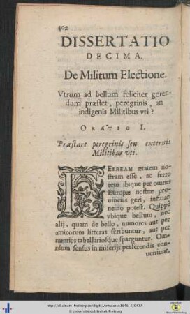 Dissertatio X. De Militum Electione.