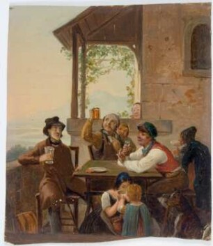 Vor einem Wirtshaus, Vorstudie zum Gemälde