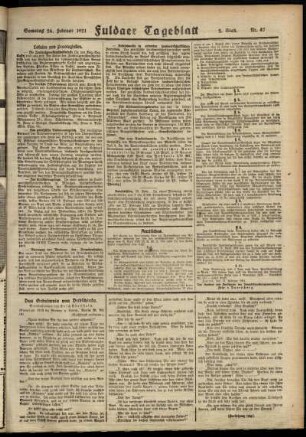 Zweite Ausgabe vom Samstag, den 26. Februar 1921.