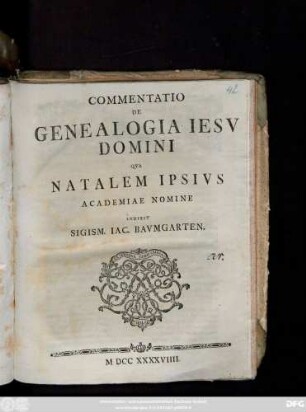 Commentatio De Genealogia Iesv Domini