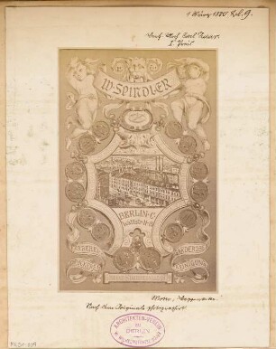 Titelvignette für die Fa. Spindler, Berlin-Köpenick Monatskonkurrenz März 1880: Ansicht