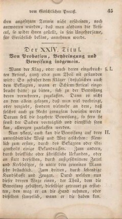 Der XXIV. Titul. Von Probation, Beybringung und Beweisung insgemein.